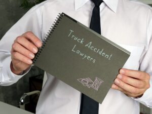 Business concept of Truck Accident Lawyers with the inscription written on a piece of paper.